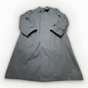 Vintage Botany 500 Men's 42R Trench Overcoat Navy Blue Faux Fur Lining